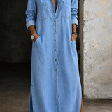 Charlotte | Dames Denim Hemdjurk met Kraag
