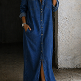 Charlotte | Dames Denim Hemdjurk met Kraag