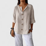Sophia | Dames V-hals Blouse met Knoopsluiting