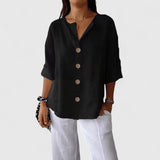 Sophia | Dames V-hals Blouse met Knoopsluiting
