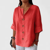 Sophia | Dames V-hals Blouse met Knoopsluiting
