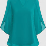 Mia | Dames V-hals Blouse met Wijde Mouwen