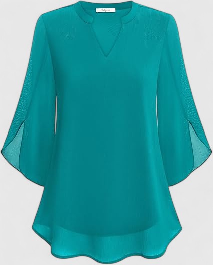 Mia | Dames V-hals Blouse met Wijde Mouwen