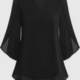 Mia | Dames V-hals Blouse met Wijde Mouwen