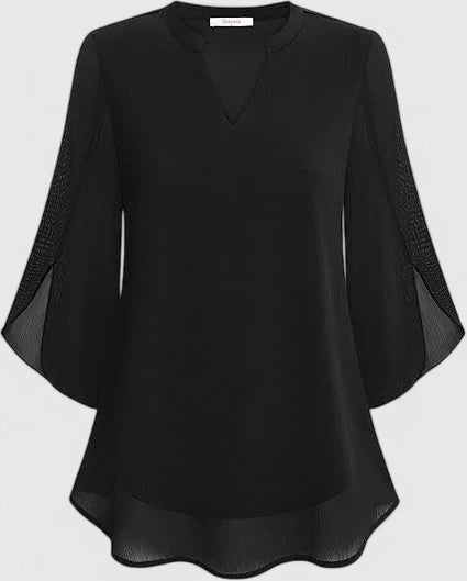 Mia | Dames V-hals Blouse met Wijde Mouwen