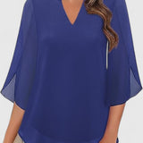 Mia | Dames V-hals Blouse met Wijde Mouwen