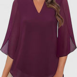 Mia | Dames V-hals Blouse met Wijde Mouwen