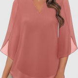 Mia | Dames V-hals Blouse met Wijde Mouwen
