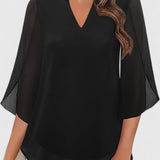 Mia | Dames V-hals Blouse met Wijde Mouwen