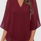 Mia | Dames V-hals Blouse met Wijde Mouwen