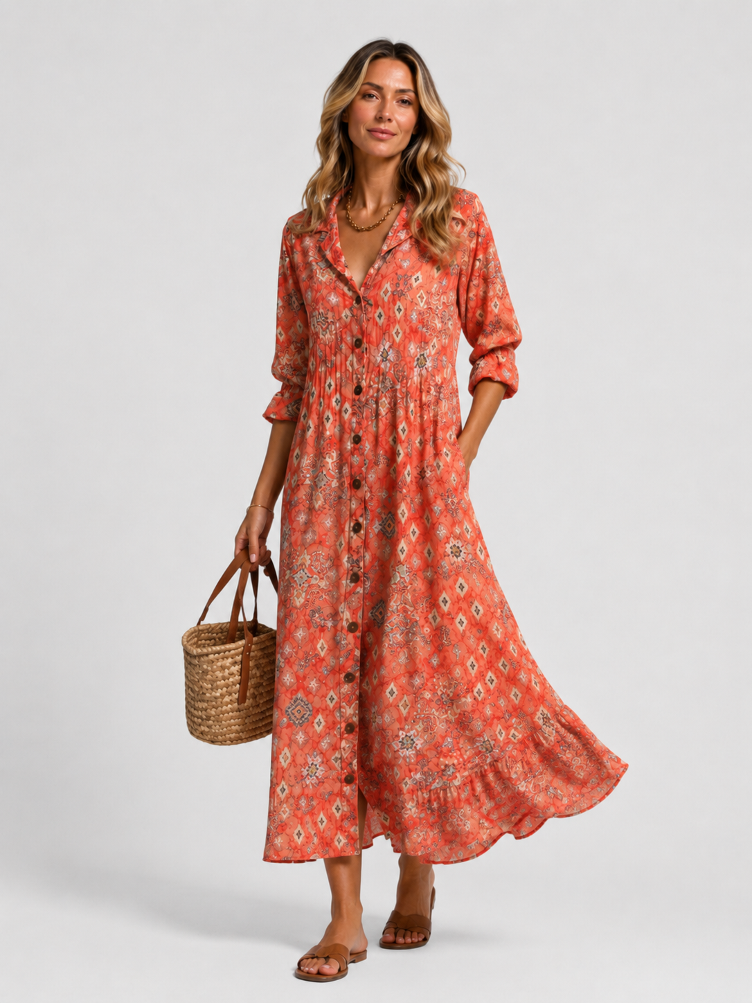 Violet | Dames Boho Print Maxi Blousejurk