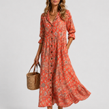 Violet | Dames Boho Print Maxi Blousejurk