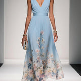 Grace | Dames Bloemen Bruiloftsgast Maxi Jurk