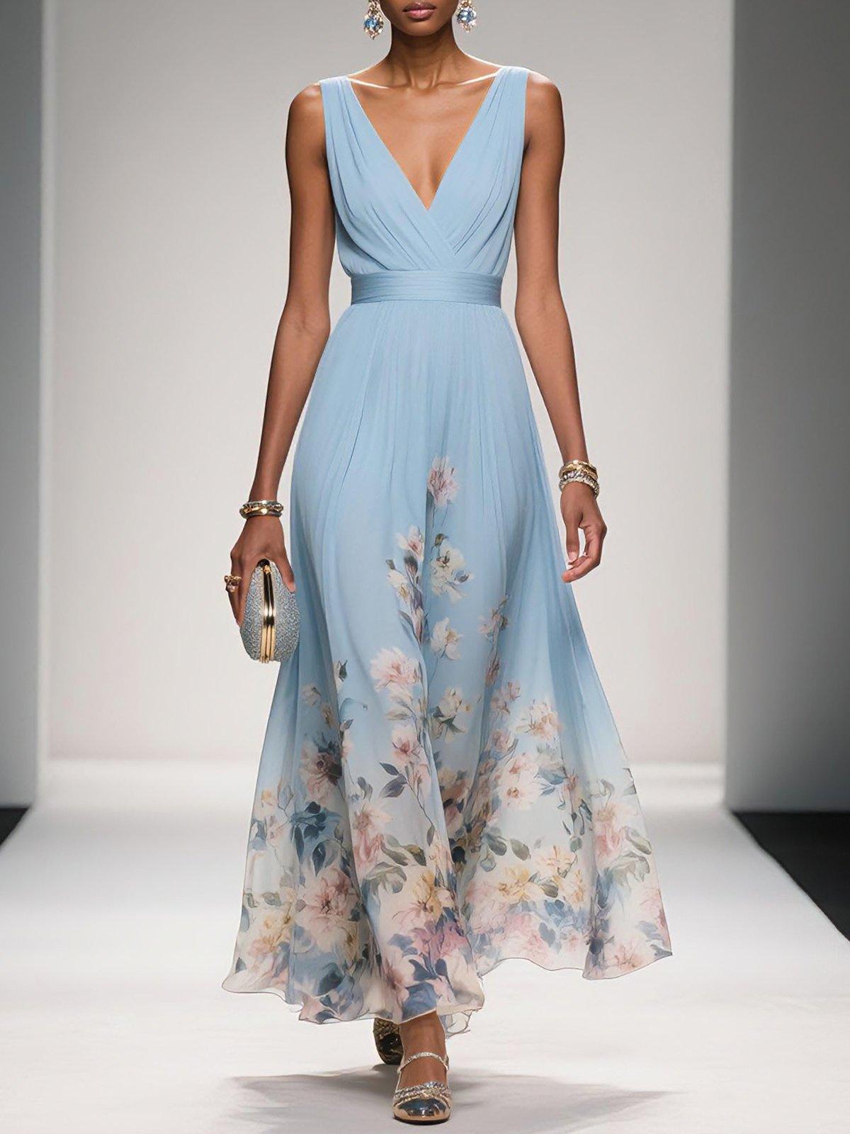 Grace | Dames Bloemen Bruiloftsgast Maxi Jurk