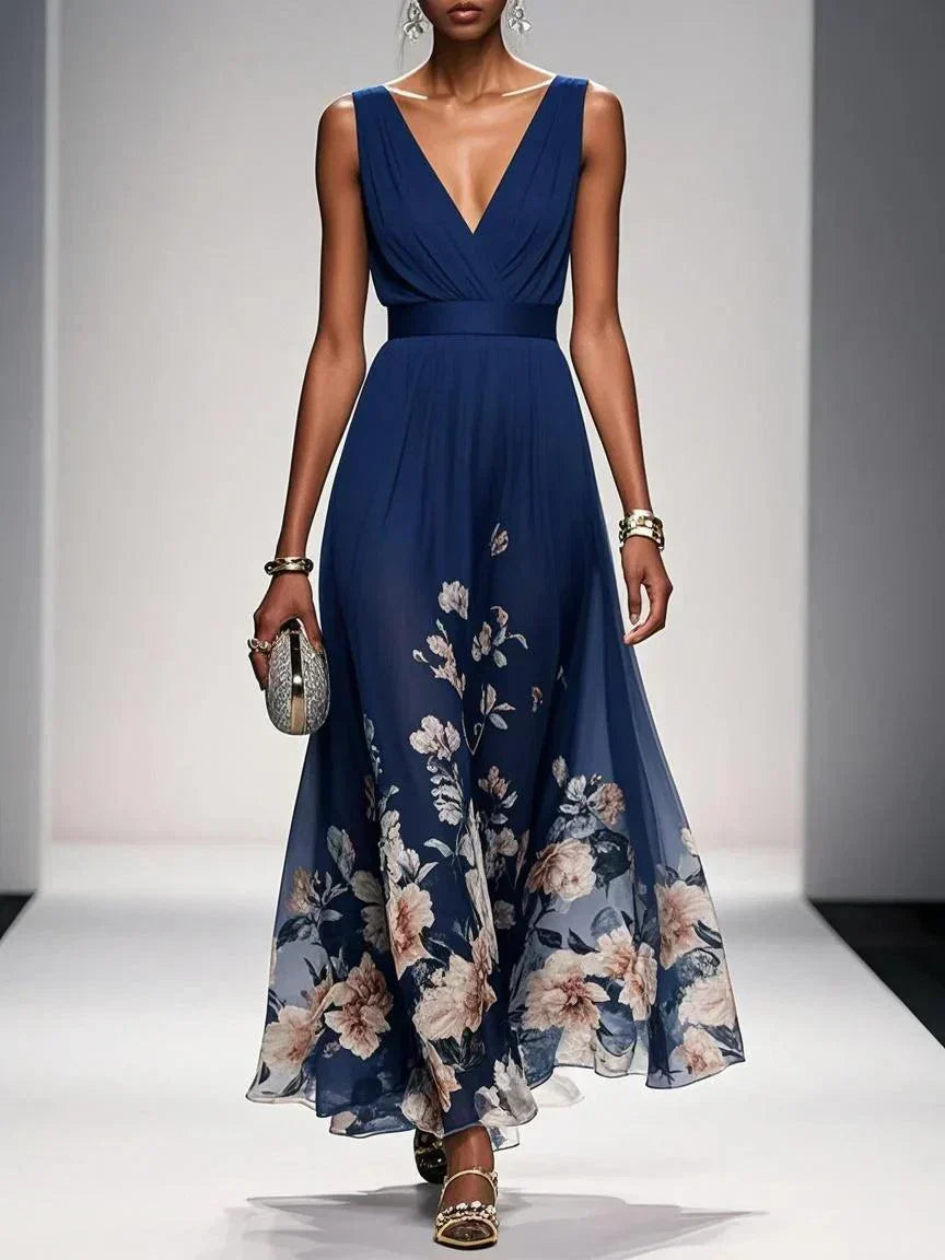 Grace | Dames Bloemen Bruiloftsgast Maxi Jurk