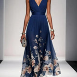 Grace | Dames Bloemen Bruiloftsgast Maxi Jurk