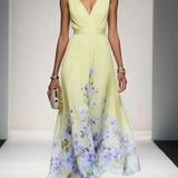 Grace | Dames Bloemen Bruiloftsgast Maxi Jurk