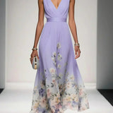 Grace | Dames Bloemen Bruiloftsgast Maxi Jurk