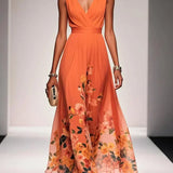 Grace | Dames Bloemen Bruiloftsgast Maxi Jurk