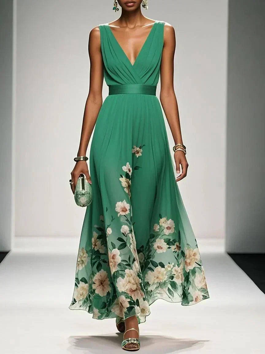 Grace | Dames Bloemen Bruiloftsgast Maxi Jurk
