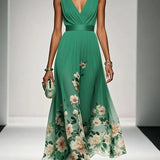 Grace | Dames Bloemen Bruiloftsgast Maxi Jurk