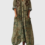 Nora | Dames Boho Print Maxi Jurk met Zakken