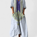 Nora | Dames Boho Print Maxi Jurk met Zakken