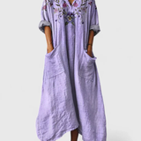 Nora | Dames Boho Print Maxi Jurk met Zakken