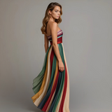 Lily | Dames Strapless Geplooide Maxi Jurk