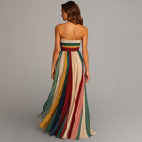 Lily | Dames Strapless Geplooide Maxi Jurk