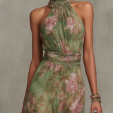 Zoe | Dames Halter Bloemen Maxi Jurk