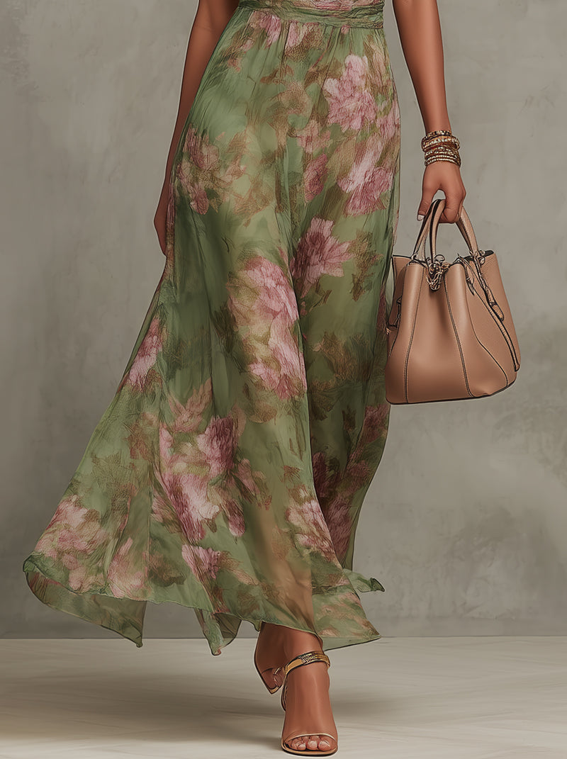 Zoe | Dames Halter Bloemen Maxi Jurk
