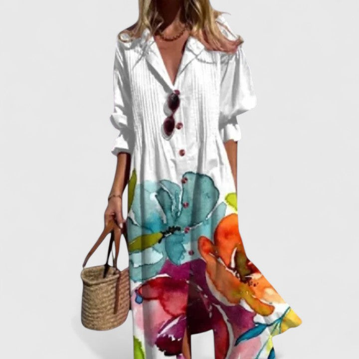 Violet | Dames Boho Print Maxi Blousejurk