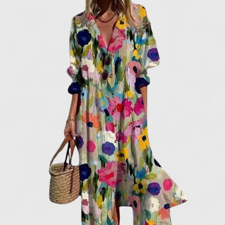 Violet | Dames Boho Print Maxi Blousejurk