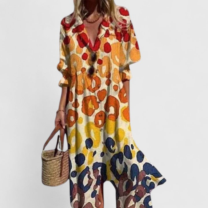 Violet | Dames Boho Print Maxi Blousejurk