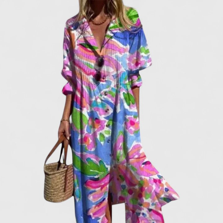 Violet | Dames Boho Print Maxi Blousejurk