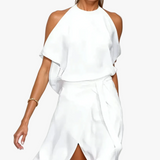 Scarlett | Dames Halter Cold-Shoulder Midi Jurk
