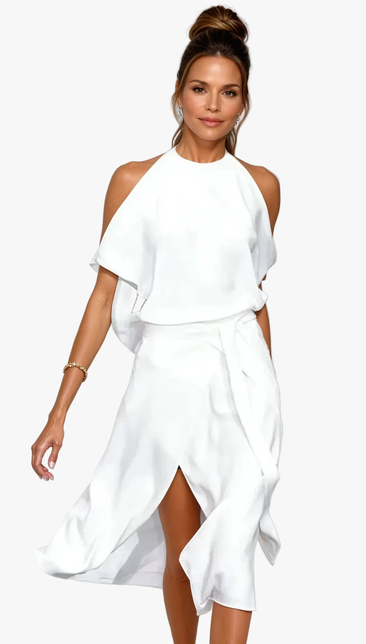 Scarlett | Dames Halter Cold-Shoulder Midi Jurk