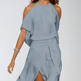 Scarlett | Dames Halter Cold-Shoulder Midi Jurk