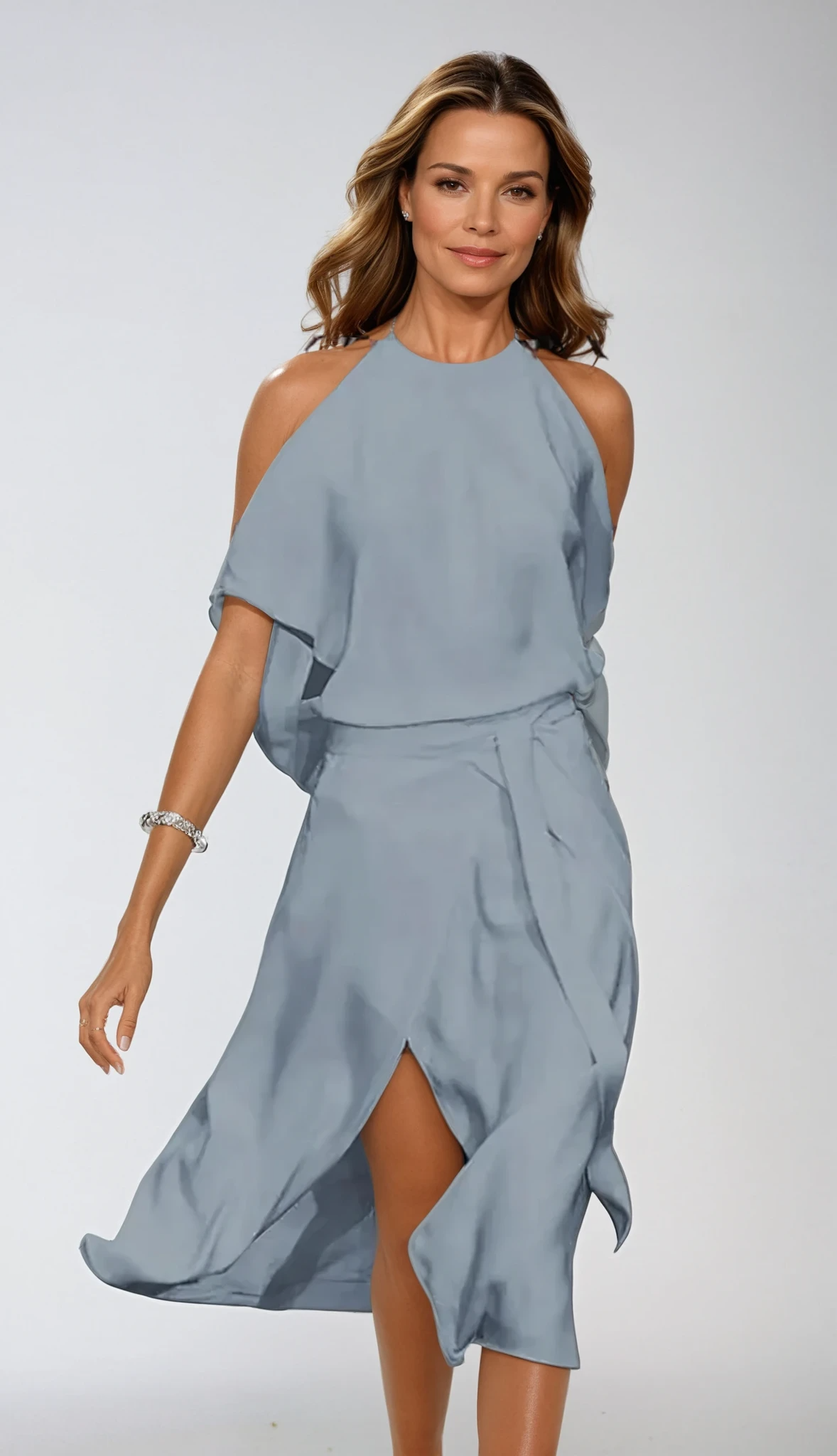 Scarlett | Dames Halter Cold-Shoulder Midi Jurk