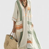 Hannah | Dames Boho Gestreepte Kaftan Maxi Jurk